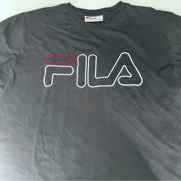 Y2K Fila XXL womens t shirt short sleeve black medium weight cotton blend‎ - Picture 1 of 4